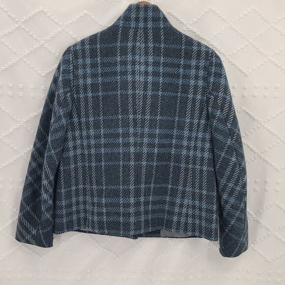 Talbots plaid wool women's snap up Grey plaid jacket Size 6 Academia Old money - Picture 2 of 11